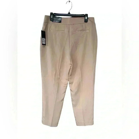 NINE WEST women’s flat front cropped slim ankle tan beige pants sz 6 NWT - Picture 3 of 4